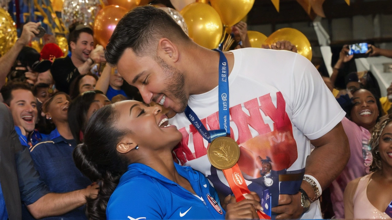 Simone Biles celebra su victoria en París 2024 con un emotivo beso junto a su esposo